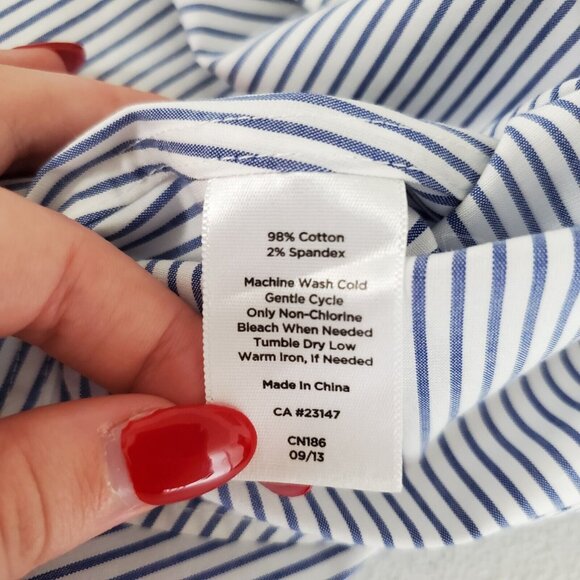 Talbots Womens Blue Striped Button Front Top Size 16W Petite Wrinkle Resistant - Picture 7 of 8